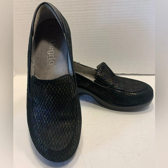 Alegria Ema metallic rain, leather slip on loafer, clogs, skid resistant size 7 - Picture 5 of 7